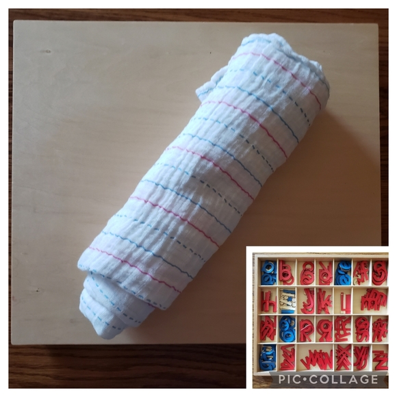 Other - Wooden Moveable Alphabet + Lined Blanket